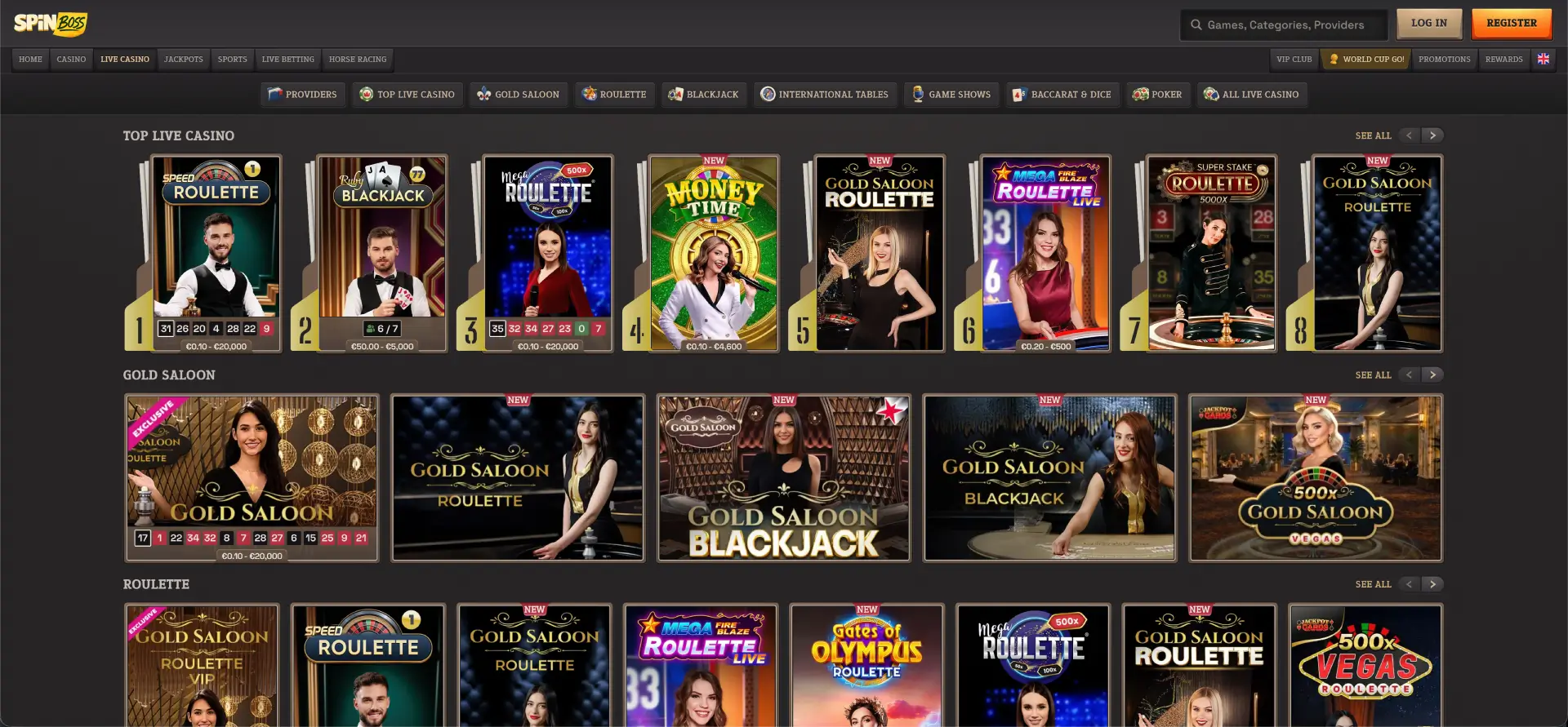 Spinboss live casino Gold Saloon Spinboss live casino Gold Saloon